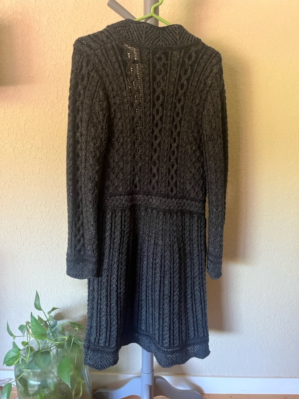 Aran Crafts Ireland Scallop Edge Coat in Charcoal - Picture 6 of 7